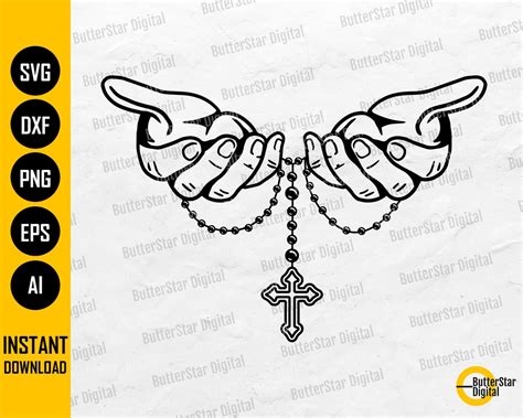 Hands With Rosary Svg Praying Svg Christian Religion Prayer Pray Decal Shirt Cricut Cutting File