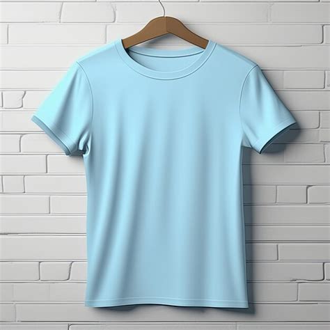 Mockup Ropa Camiseta Azul Cielo En Blanco Foto Premium