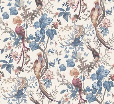 Bird Sonnet Mural By 1838 Wallcoverings Chambray Blue Mural