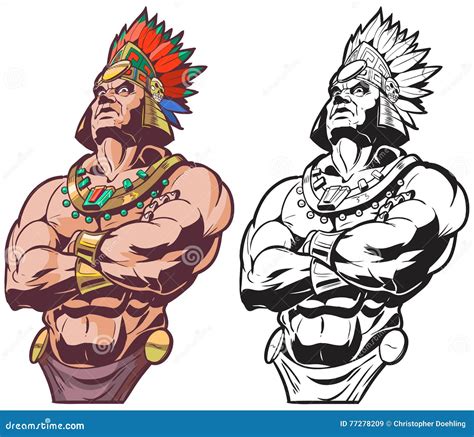 Inca Or Mayan Or Aztec Warrior Or Chief Vector Mascot Stock Vector