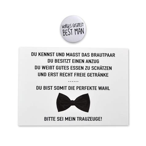 FEENSTAUB Trauzeuge Fragen Geschenk Karte Mit Button Hochzeit