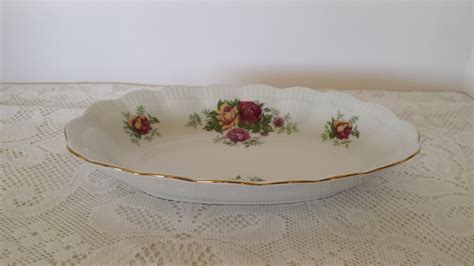 Walbrzych Fine Porcelain Small Oval Dish Burgundy Roses Etsy