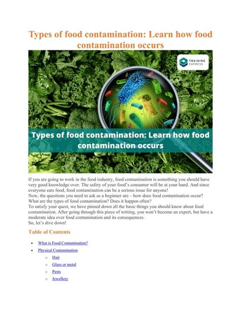 Types Of Food Contamination Pdf