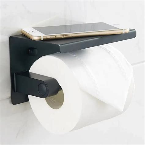 Tualetes Pap Ra Tur T Js Ar Plauktu Melns Toilet Paper Holder With Shelf