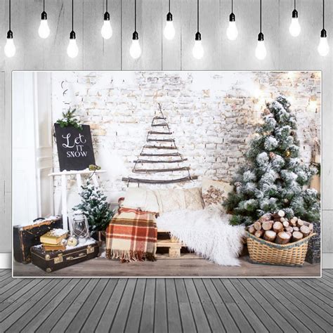 Fondo De Fotograf A De Pared De Ladrillo Blanco Rbol De Navidad Con