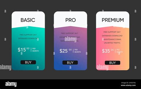 Pricing table design template for applications Stock Photo - Alamy