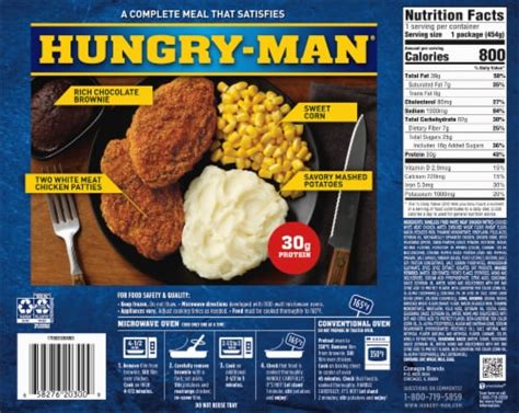 Hungry Man Spicy Boneless Fried Chicken Patties Frozen Dinner Frozen