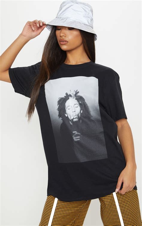 Black Bob Marley Printed T Shirt | Tops | PrettyLittleThing