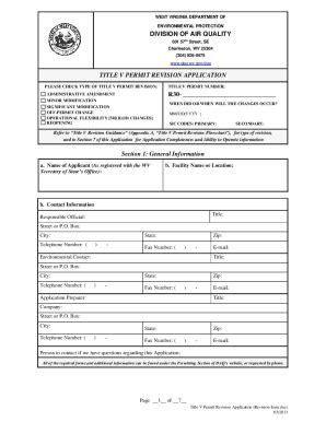 Fillable Online Dep Wv Air Permitting West Virginia Department Of