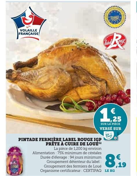 Promo Pintade Fermiere Label Rouge Igp Prete A Cuire De Loue Chez Super U