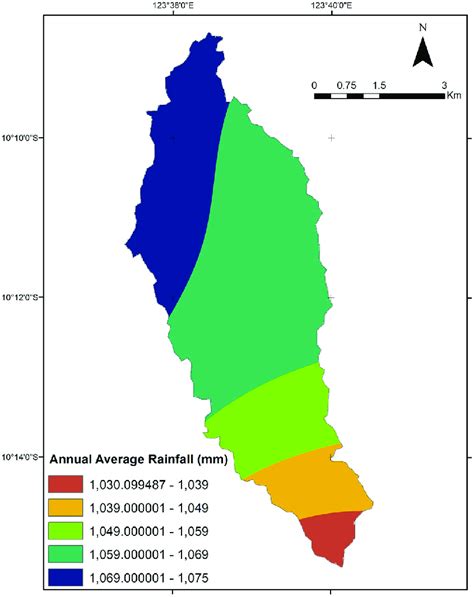 Annual average rainfall distribution map. The map was derived from BIG ...