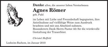 Traueranzeigen Von Agnes R Mer Saarbruecker Zeitung Trauer De