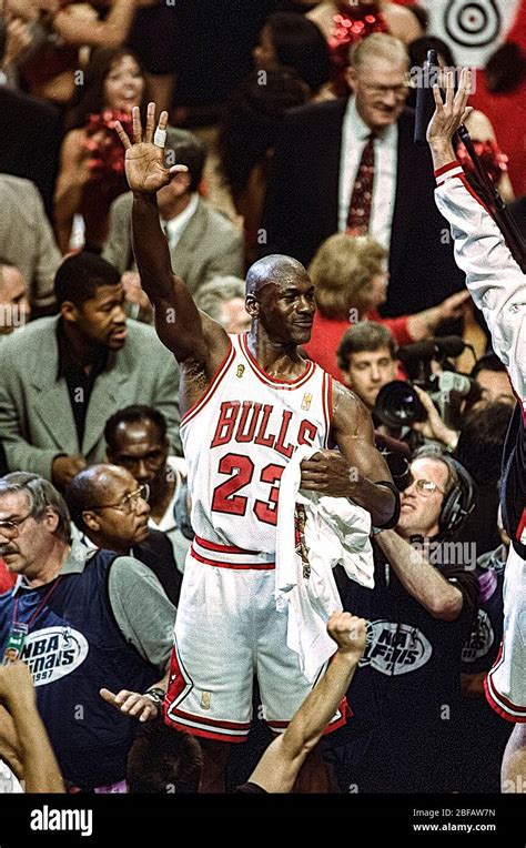 Michael Jordan And The Chicago Bulls Defeat The Utah Jazz Winning The