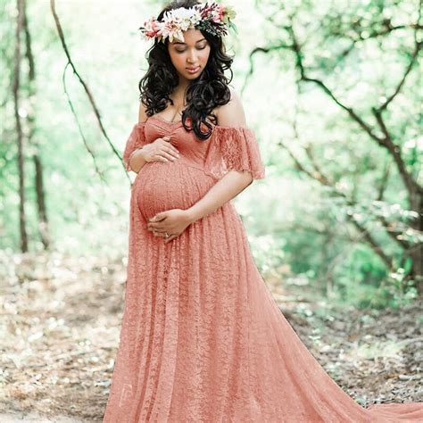 Vestido largo de maternidad para sesión de fotos maxivestido de encaje