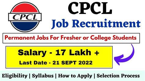 Cpcl Recruitment Salary Lpa Job For Fresher Latest Job Updates