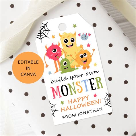 Build Your Own Monster Printable Tag Editable Make Your Own Monster