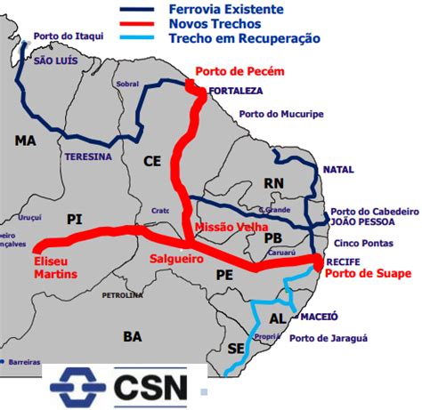 Ferrovia Transnordetina Mapa Do Nordeste