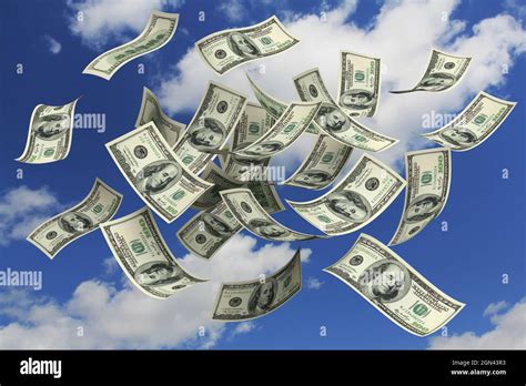 Falling Dollars From The Sky Stock Photo Alamy