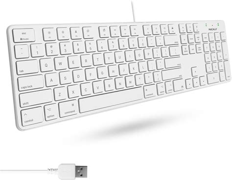 Macally Slim Usb Wired Keyboard Full Size 104 Key Layout And 16 Shortcut Keys Plug And Play