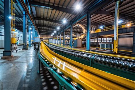 Premium Photo Conveyor Belt System In Motion In A Distribution Warehouse