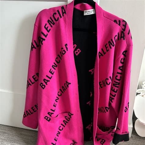 Balenciaga Sweaters Hot Pink Balenciaga Logo Knit Cardigan Poshmark