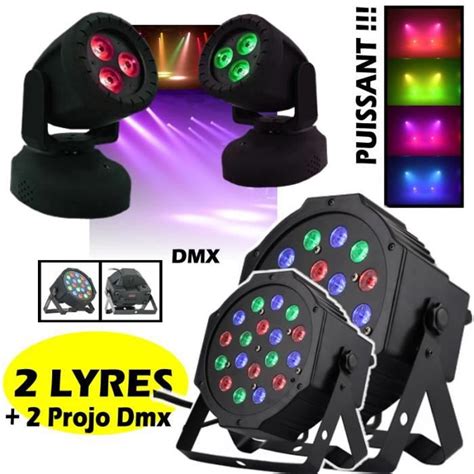 PACK DE 2 LYRES WASH 2 PARLED18x1W DMX RGB Cdiscount TV Son Photo