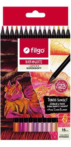 Lapices Filgo Black White Supersoft Tonos Sunset Caja X 15