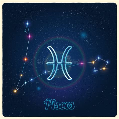 Vector Constellation Pisces With Zodiac Sign Stock Vector