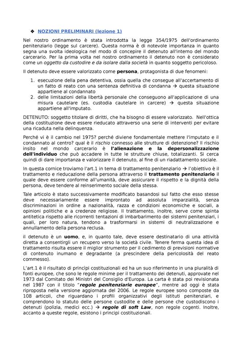 Diritto Penitenziario Nozioni Preliminari Lezione Nel Nostro