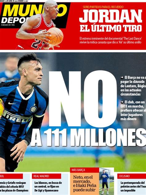 La Portada Del Diario Mundo Deportivo 18 04 2020