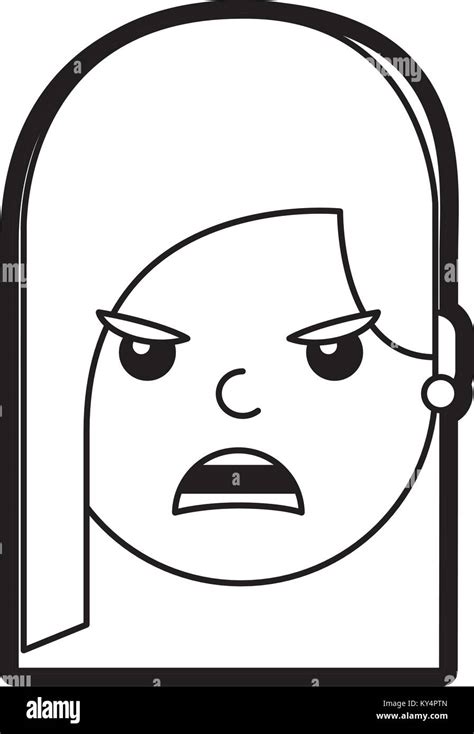 Pretty Woman Angry Frustrated Facial Expression Cartoon Vector