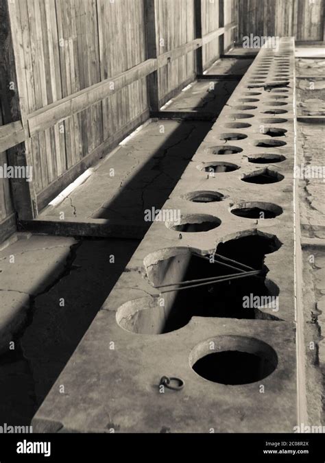 Einfache Toiletten Im Konzentrationslager Auschwitz Birkenau Oder