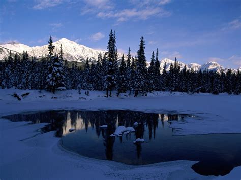 Wallpaper Trees Landscape Mountains Lake Reflection Shadow Snow