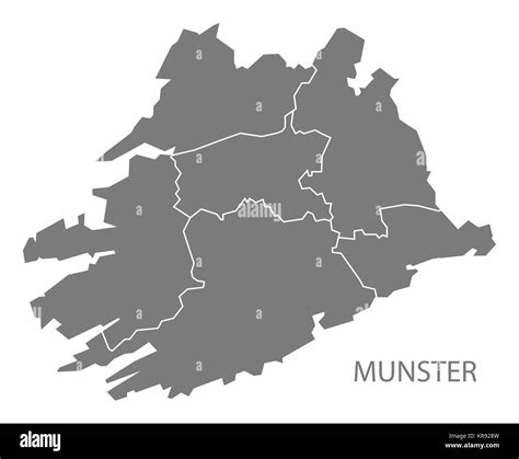 Munster with counties Ireland Map grey Stock Photo - Alamy