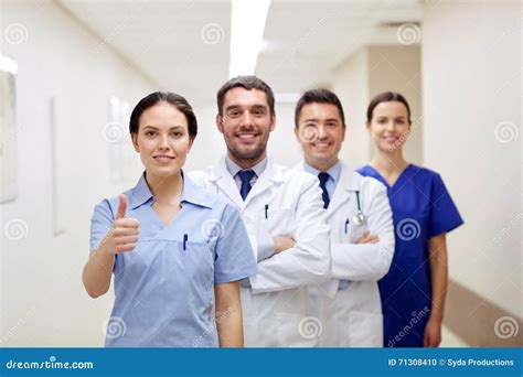 Medics Or Doctors At Hospital Showing Thumbs Up Stock Photo Image Of