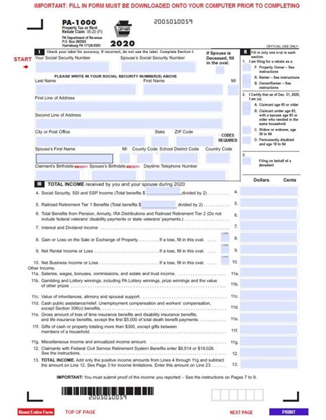 Pa Rent Rebate Form Printable Rebate Form