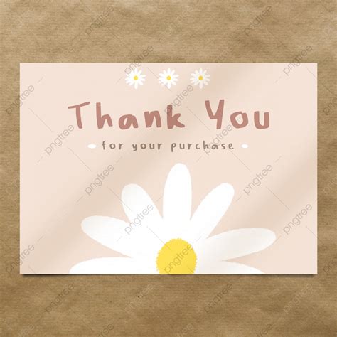 Cute Thank You Card Template With Daisy Flower Illustration Template