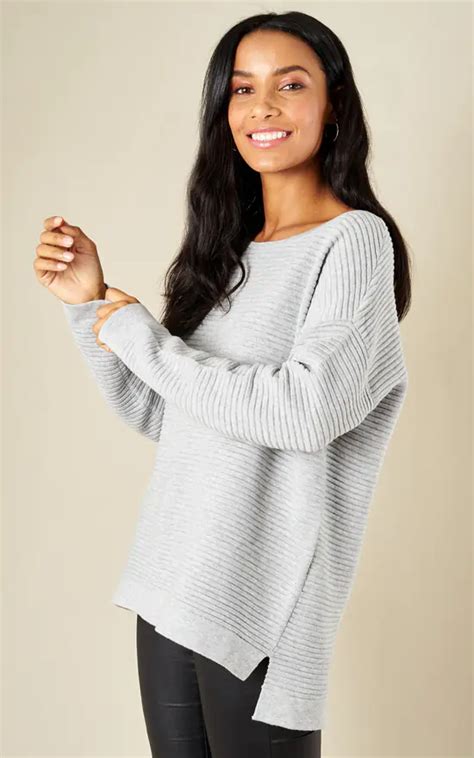 Light Grey Melange Long Sleeve Oversized Knit Selected Femme Silkfred Us