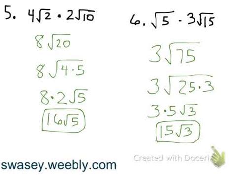 Multiplying Square Roots YouTube