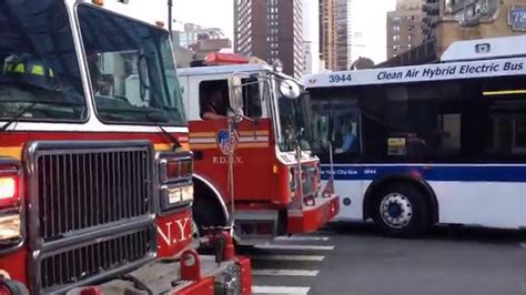 Fdny Engine 91 And Fdny High Rise Unit 2 Responding To 10 77 Fire On W