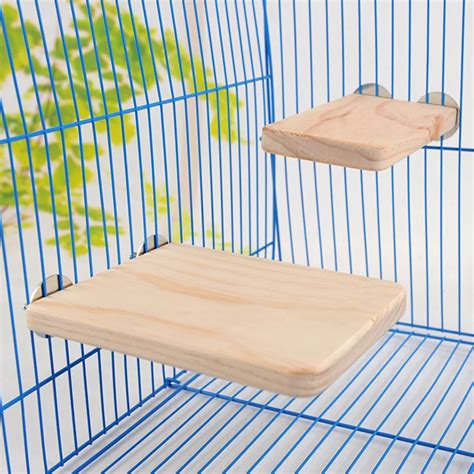 Hamster Wooden Platform Cage Accessories Squirrel Parrot Bird Standing ...