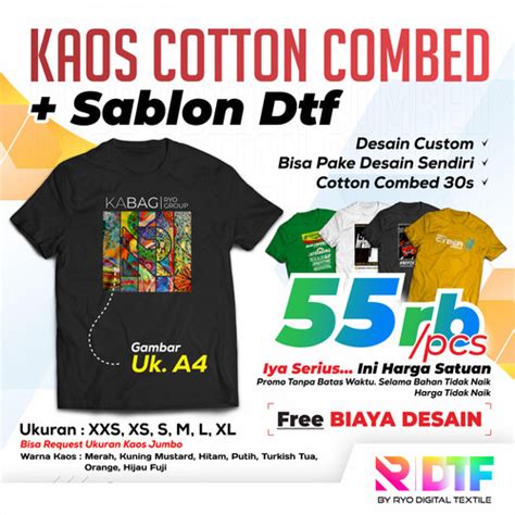 Jual PROMO Kaos Sablon DTF Custom UKURAN A4 Satuan Full Warna