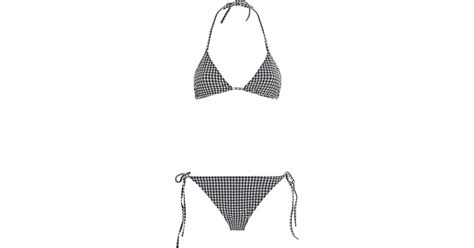 Hunza G Gingham Sabrina Triangle Bikini In White Lyst