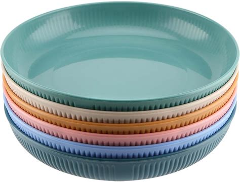 Pucsiq Lot De Assiettes Plates Incassables Multicolores Rondes En