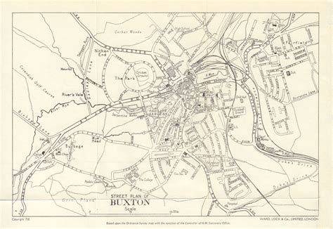 buxton vintage tourist town city plan derbyshire ward lock   map
