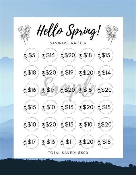 Hello Spring Dollar Challenge Money Savings Challenge Printable