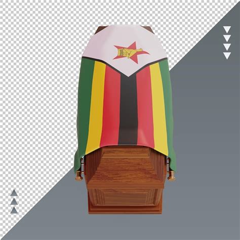 3d caixão bandeira do zimbábue renderização vista frontal PSD Premium