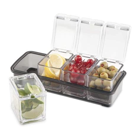 Condiment Dispenser Holder With 4 Compartment Garnish Containers