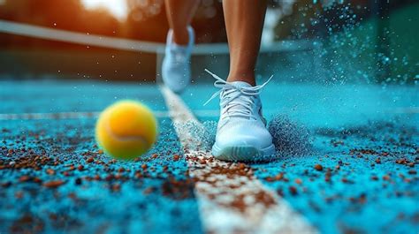 Una Mujer Corriendo Con Una Pelota De Tenis Y Un Par De Zapatos En El