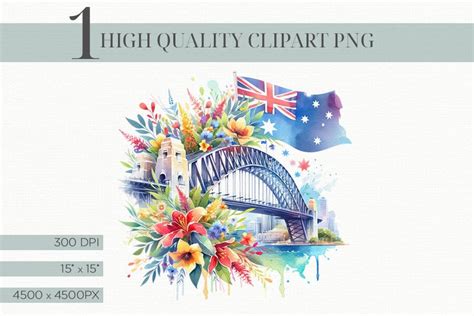 Sydney Harbour Bridge Watercolor Design - So Fontsy